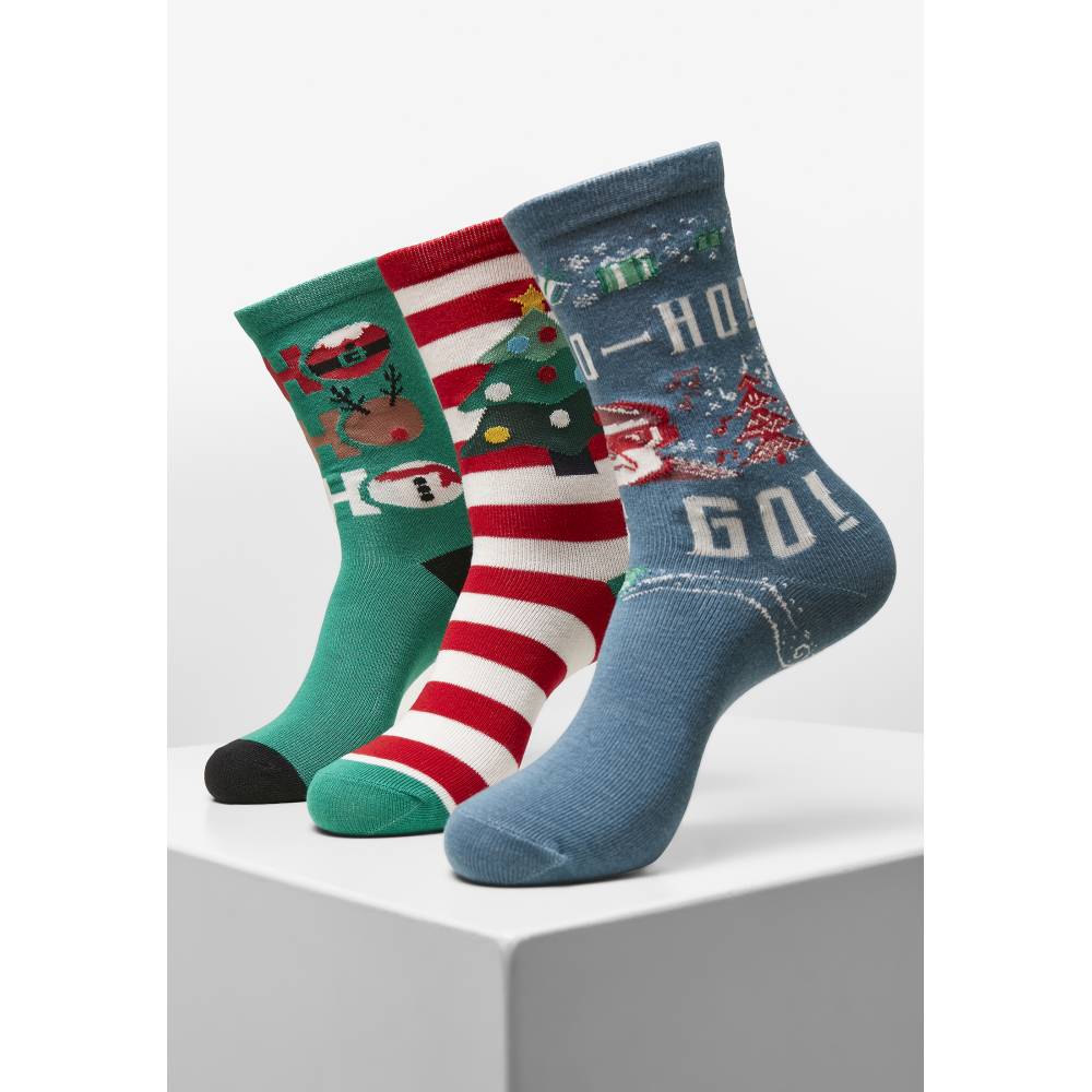 Urban Classics - Ho Ho Ho Christmas 3Pack Socks - Multicolours
